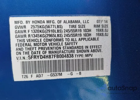 2015 Acura Mdx Advance Pkg W/Entertainment Pkg z USA, uszkodzony, nr VIN 5FRYD4H87FB004838